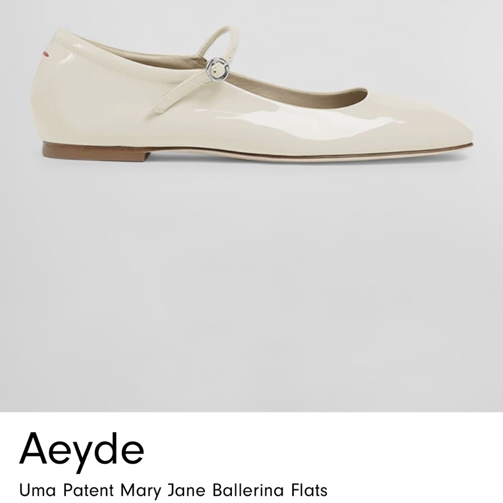 Aeyde Uma Patent Leather Mary Jane Flats - Cream